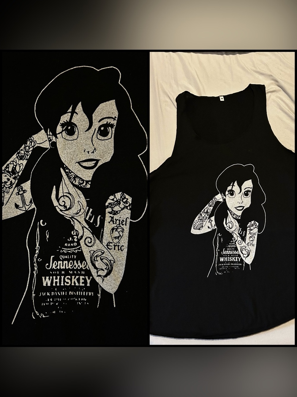 Disney Little Mermaid Ariel Goth Punk Emo Y2K Scene Racerback Tank Top Medium